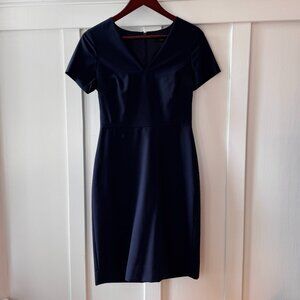 J Crew Wool Cap Sleeve V-Neck Sheath Dress (Navy /0) (Style G2150)